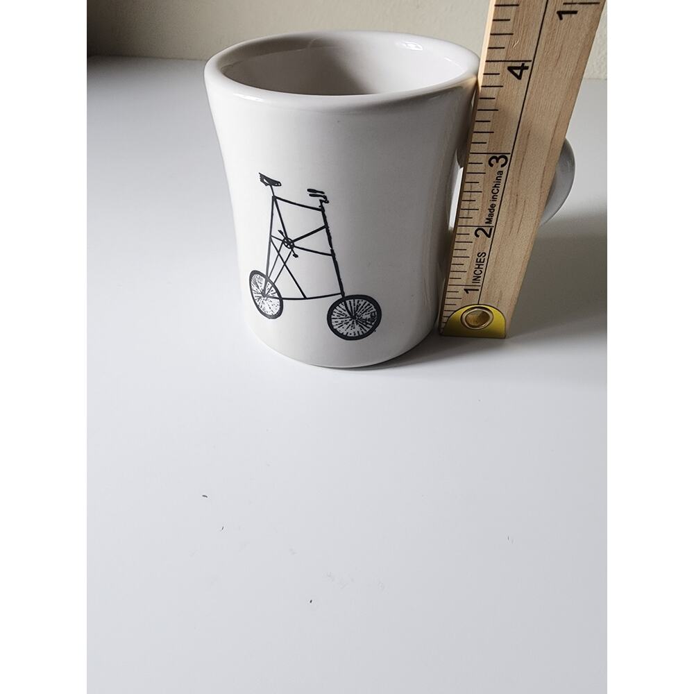 LAMPLIGHTER ROASTING CO Tall Bike White Black 4" Tea Coffee Mug - Picture 5 of 6